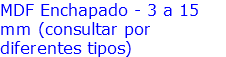 MDF Enchapado - 3 a 15 mm (consultar por diferentes tipos)